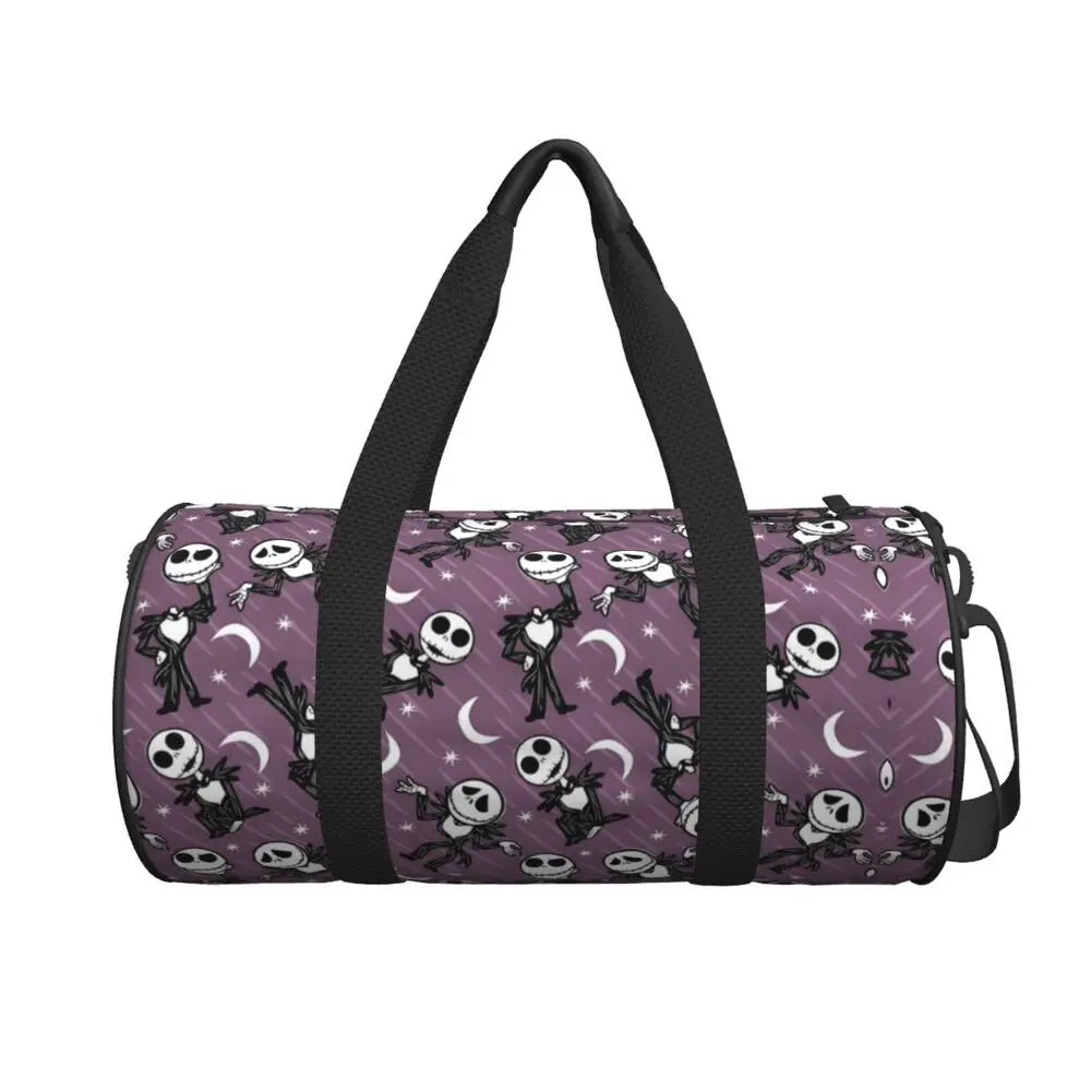 Sac fourre-tout de plage personnalisé Jack Skellington pour femmes, squelette vivant, grand compartiment, sacs de voyage pour salle de sport et plage