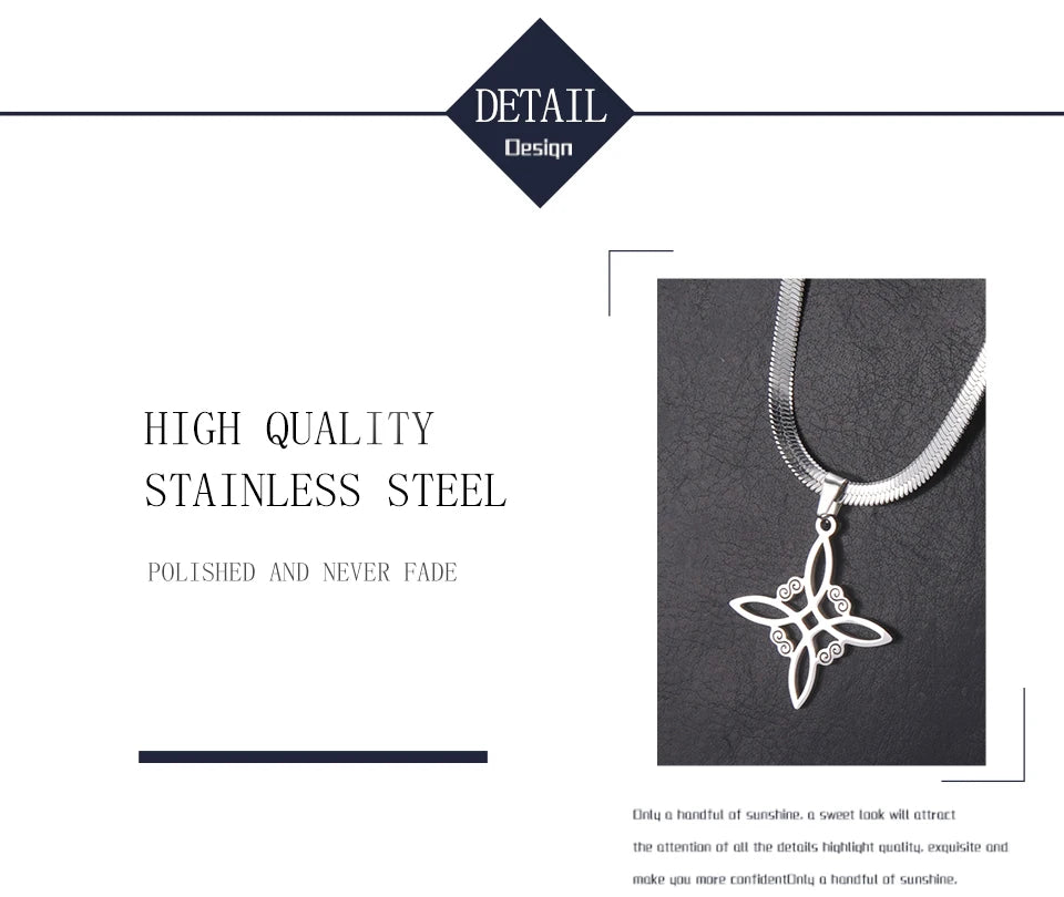 Collier Vintage avec nœud de sorcière pour femmes, pendentif porte-bonheur, amulette de Protection des celtiques irlandais, en acier inoxydable, bijoux Wicca, cadeau