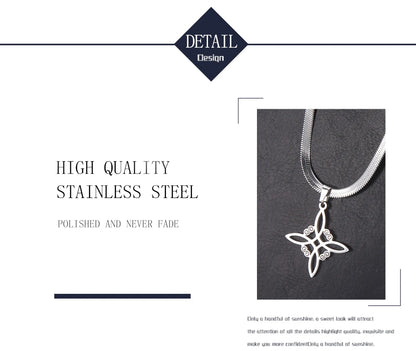 Collier Vintage avec nœud de sorcière pour femmes, pendentif porte-bonheur, amulette de Protection des celtiques irlandais, en acier inoxydable, bijoux Wicca, cadeau
