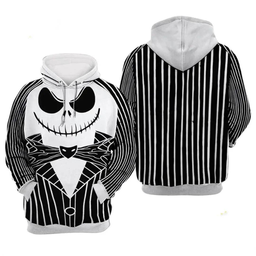 Le cauchemar avant noël Jack Skellington 3d sweat à capuche hommes mode sweats Disney Halloween Harajuku sweat à capuche décontracté