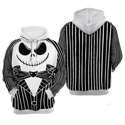 Le cauchemar avant noël Jack Skellington 3d sweat à capuche hommes mode sweats Disney Halloween Harajuku sweat à capuche décontracté