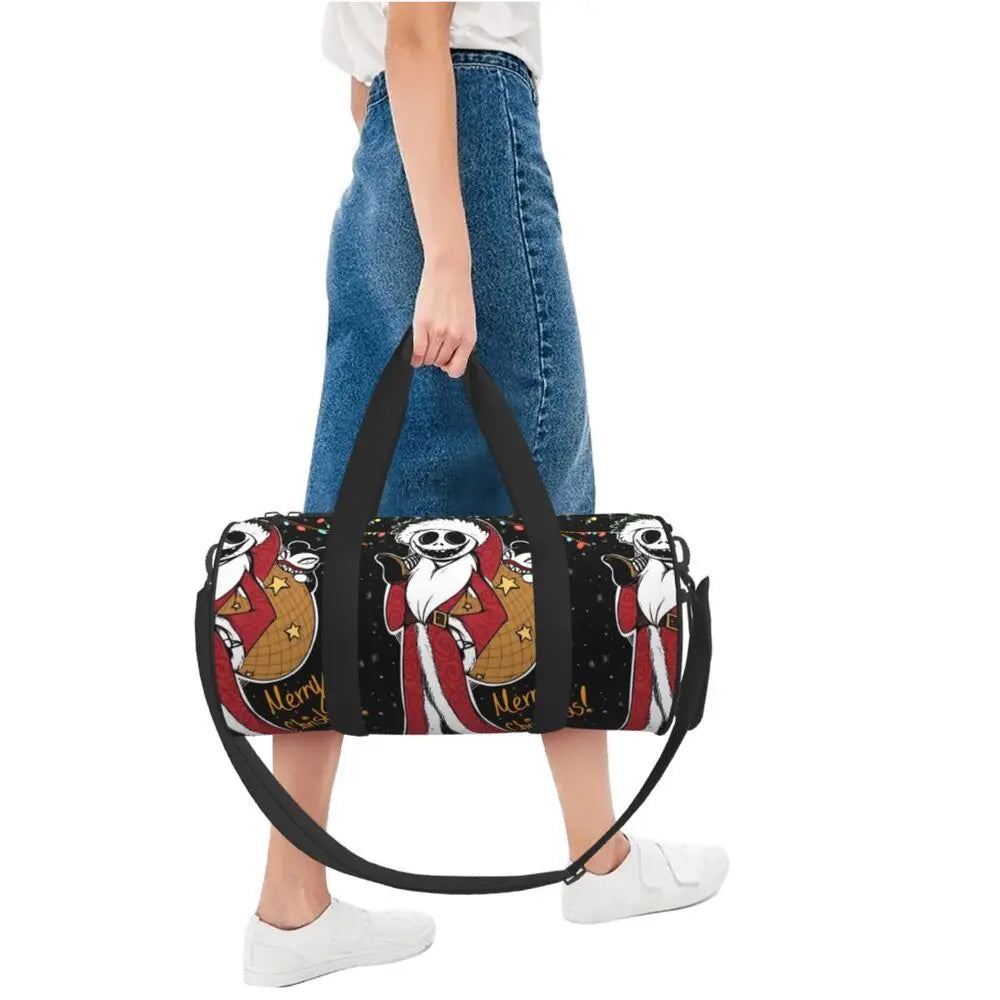 Sac fourre-tout de plage personnalisé Jack Skellington pour femmes, squelette vivant, grand compartiment, sacs de voyage pour salle de sport et plage
