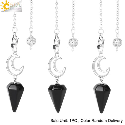 Pendule en cristal spirituel pour Divination, ésotérisme, lune de guérison, pendentif cône en pierre naturelle, Quartz rose, radiesthésie S9