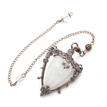 pendule spirituel veritable en cristal de quartz rose obsidienne, grand pendentif , ystes d'atterrissage, pendule radiesthésie pierre naturelle  précieuses pendules divinatoire en pierres spiritualité X202