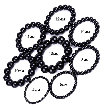 Bracelets bouddhistes tibétains en obsidienne noire pour hommes et femmes, amulette de bénédiction de prière, porte-bonheur, bijoux de médition, 4/6/8/10/12/14/16/18mm