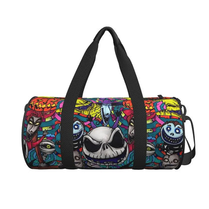 Sac fourre-tout de plage personnalisé Jack Skellington pour femmes, squelette vivant, grand compartiment, sacs de voyage pour salle de sport et plage