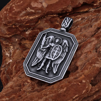 Collier archange Saint Michel, garde religieuse, amulette de foi chrétienne, pendentif en acier inoxydable, bijoux de document en or, cadeau d'amant