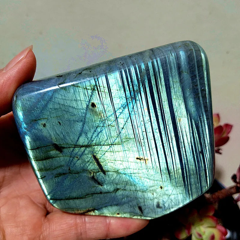 Pierre naturelle bleu jaune Labradorite cristal forme libre méditation sorcellerie Reiki guérison coeur Feng Shui cristal décor de chambre