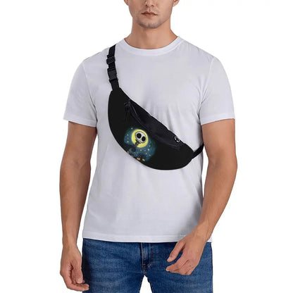 Sac Banane Personnalisé L'Étrange Noël de Monsieur Jack, Sacoche à Bandoulière pour Voyage, Randonnée, Téléphone, Poudres d'Argent