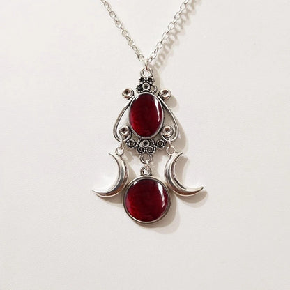 Collier pendentif Triple lune noir/rouge/violet, bijoux à la mode