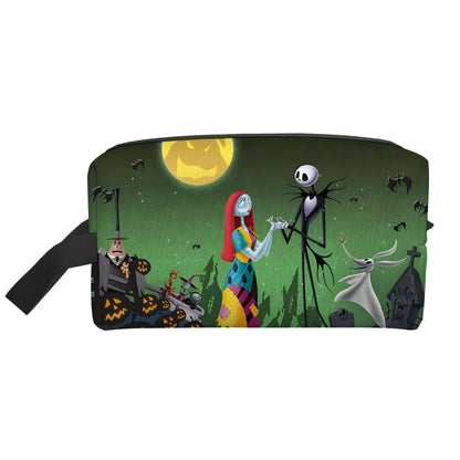 Sac à cosmétiques le cauchemar avant noël pour filles, pochette de maquillage Jack Skellington, organisateurs portables, étui de maquillage, cadeau pour femmes