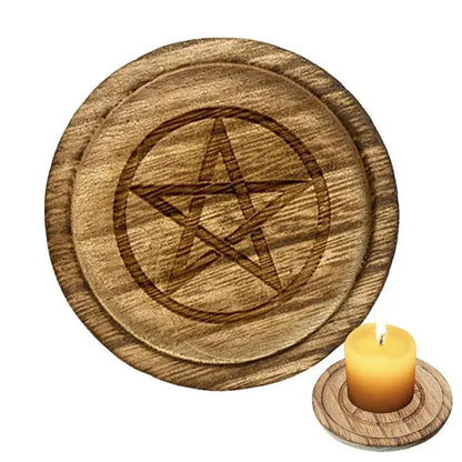 Pentagramme Sorcières Bougeoir en Bois, 2 en 1, STRATravelling, Énergie, Méditation, Cérémonie Wicca