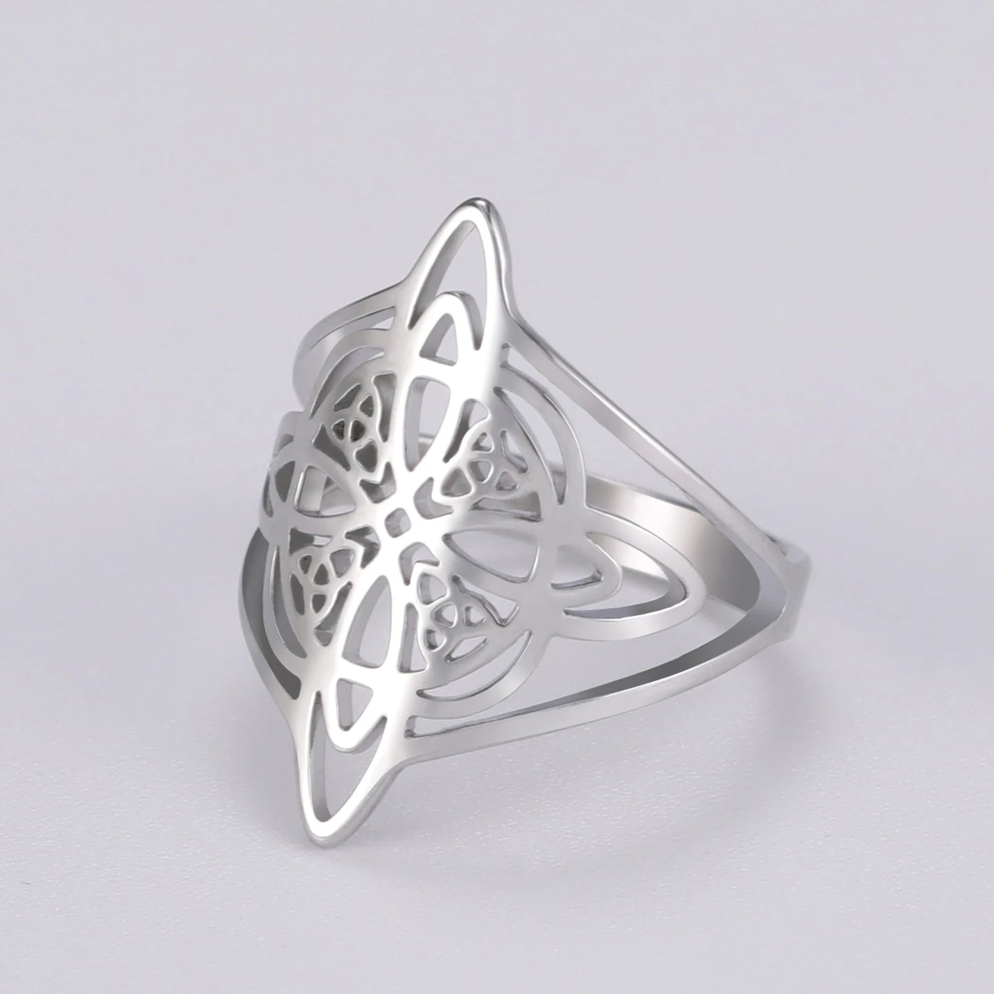 LIKGREAT bague noeud de sorcière pour femmes hommes creux en acier inoxydable bagues celtique Vintage amulette Protection Couple bijoux cadeaux