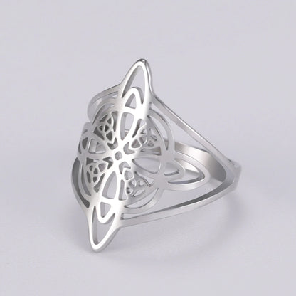 LIKGREAT bague noeud de sorcière pour femmes hommes creux en acier inoxydable bagues celtique Vintage amulette Protection Couple bijoux cadeaux