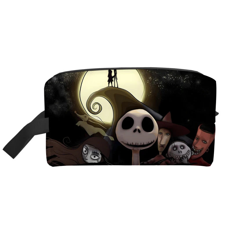Sac à cosmétiques le cauchemar avant noël pour filles, pochette de maquillage Jack Skellington, organisateurs portables, étui de maquillage, cadeau pour femmes