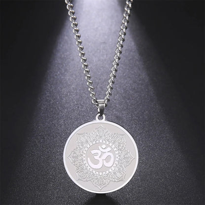 EUEAVAN Yoga Lotus Ohm symbole pendentif collier hindou bouddhiste chaîne en acier inoxydable méditation spirituelle religieux bijoux cadeaux