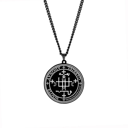 Arcange MICHAEL GABRIEL RAPHAEL URIEL SAMAEL sceau amulette Talisman Sigil d'angélique en acier inoxydable noir pendentif collier
