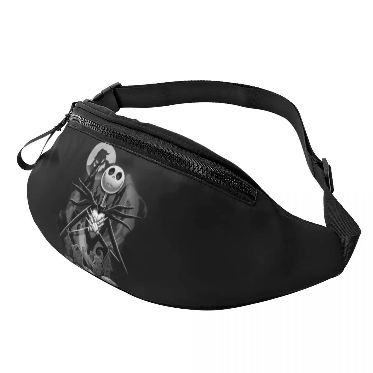 Sac Banane Personnalisé L'Étrange Noël de Monsieur Jack, Sacoche à Bandoulière pour Voyage, Randonnée, Téléphone, Poudres d'Argent