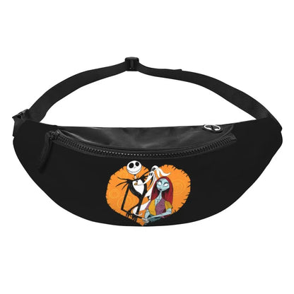 Sac Banane Personnalisé L'Étrange Noël de Monsieur Jack, Sacoche à Bandoulière pour Voyage, Randonnée, Téléphone, Poudres d'Argent