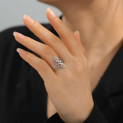 LIKGREAT bague noeud de sorcière pour femmes hommes creux en acier inoxydable bagues celtique Vintage amulette Protection Couple bijoux cadeaux