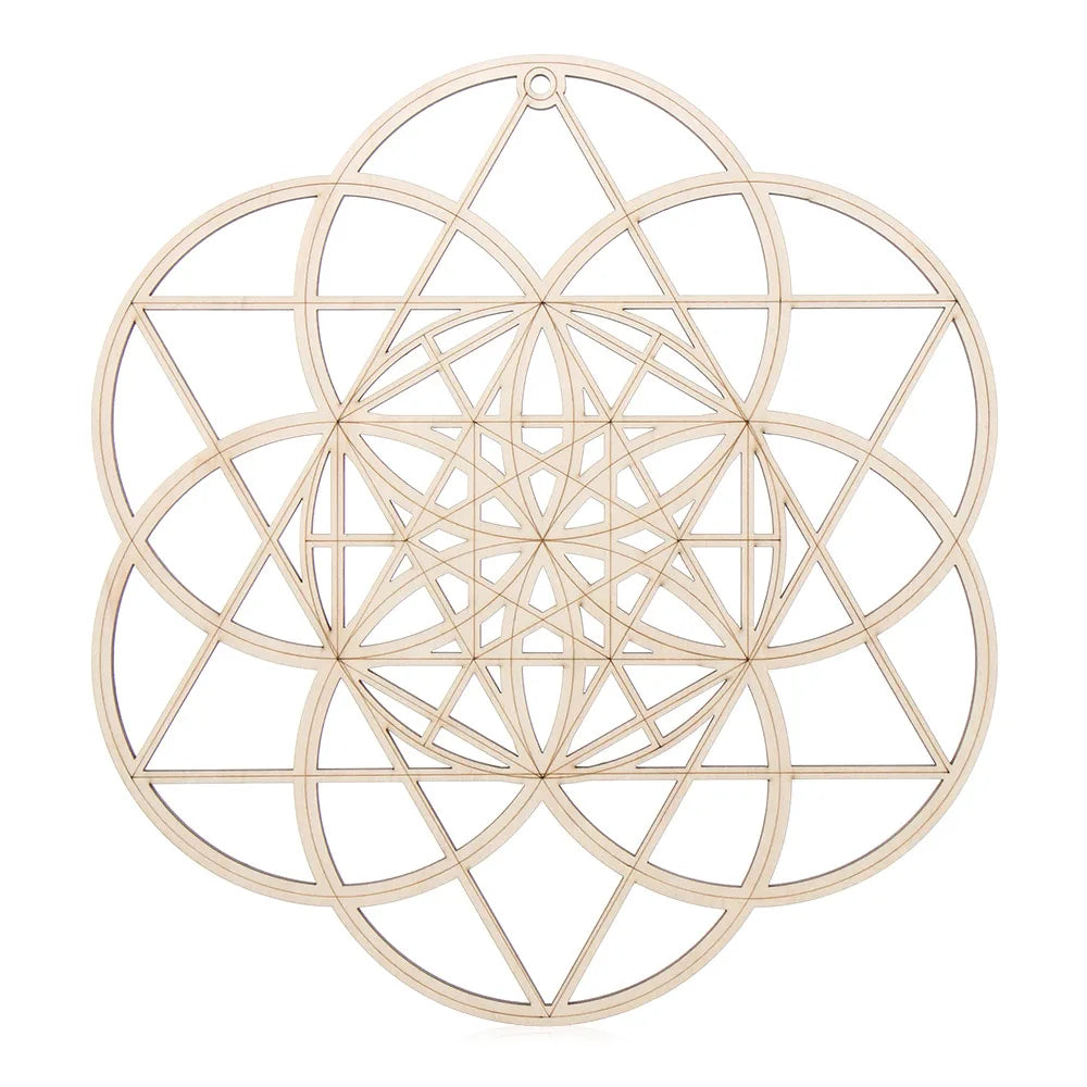 Panneau mural en bois en forme de fleur de vie, découpé au Laser, Art mural en bois, décoration de maison, sous-verres faits à la main, fabrication artisanale, ornement de géométrie sacrée