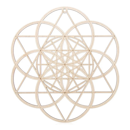Panneau mural en bois en forme de fleur de vie, découpé au Laser, Art mural en bois, décoration de maison, sous-verres faits à la main, fabrication artisanale, ornement de géométrie sacrée