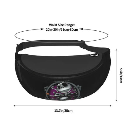 Sac Banane Personnalisé L'Étrange Noël de Monsieur Jack, Sacoche à Bandoulière pour Voyage, Randonnée, Téléphone, Poudres d'Argent