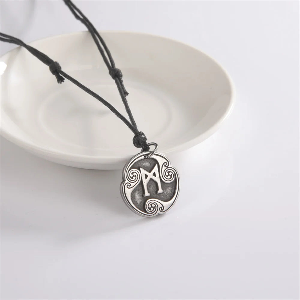 EUEAVAN rétro mystérieux Runes collier Viking bijoux corde chaîne réglable colliers en acier inoxydable pendentif amulette bijoux