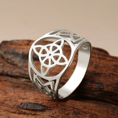 LIKGREAT bague noeud de sorcière pour femmes hommes creux en acier inoxydable bagues celtique Vintage amulette Protection Couple bijoux cadeaux