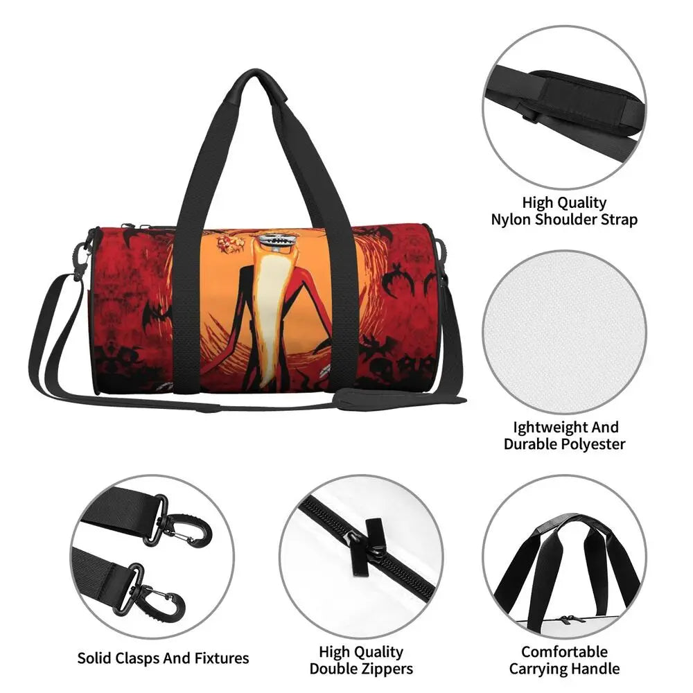 Sac fourre-tout de plage personnalisé Jack Skellington pour femmes, squelette vivant, grand compartiment, sacs de voyage pour salle de sport et plage