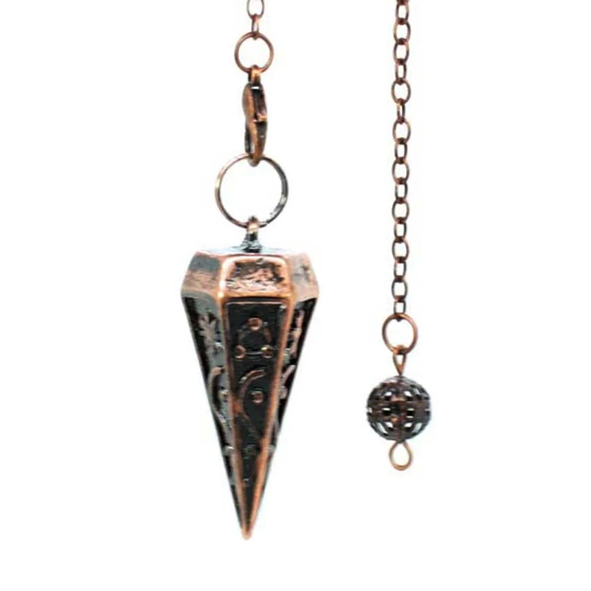 Pendule Rune en métal de cuivre pour la radiesthésie, pendentif antique spirituel, équilibrage du corps, guérison Chakra, Reiki