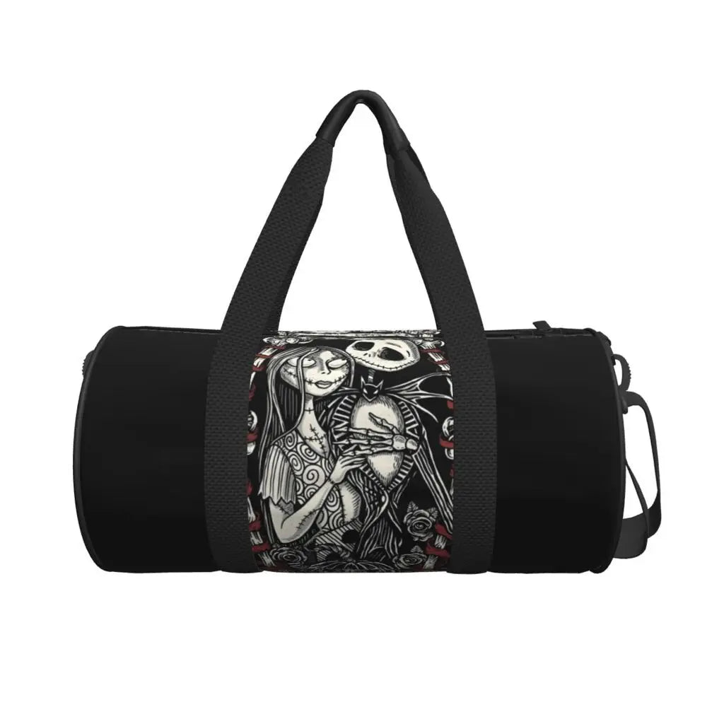 Sac fourre-tout de plage personnalisé Jack Skellington pour femmes, squelette vivant, grand compartiment, sacs de voyage pour salle de sport et plage