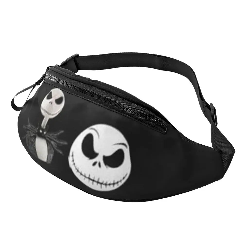 Sac Banane Personnalisé L'Étrange Noël de Monsieur Jack, Sacoche à Bandoulière pour Voyage, Randonnée, Téléphone, Poudres d'Argent