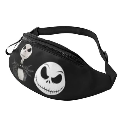 Sac Banane Personnalisé L'Étrange Noël de Monsieur Jack, Sacoche à Bandoulière pour Voyage, Randonnée, Téléphone, Poudres d'Argent
