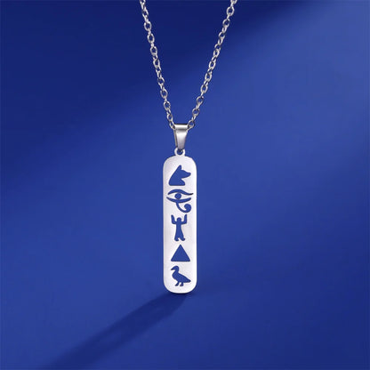 EUEAVAN hiéroglyphes cartouche collier en acier inoxydable égyptien Ankh oeil d'horus egypte déesse aile colliers bijoux spirituels
