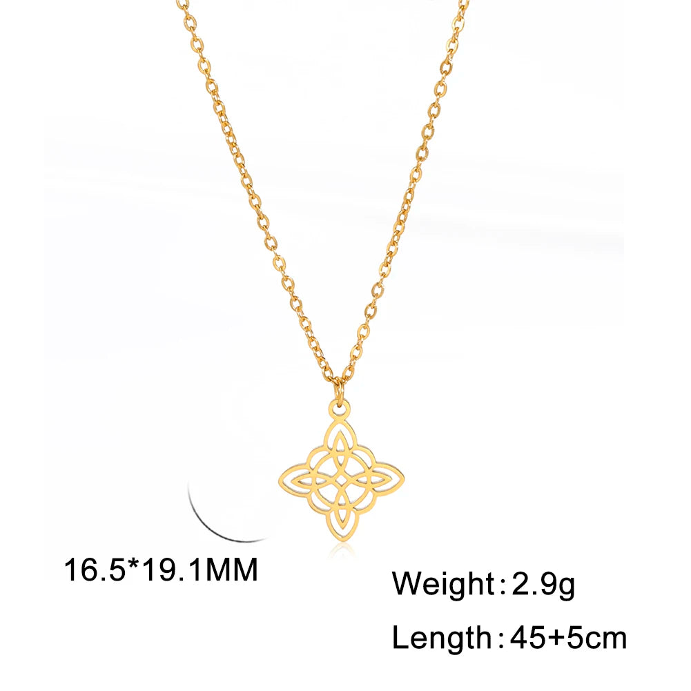 Collier Vintage avec nœud de sorcière pour femmes, pendentif porte-bonheur, amulette de Protection des celtiques irlandais, en acier inoxydable, bijoux Wicca, cadeau