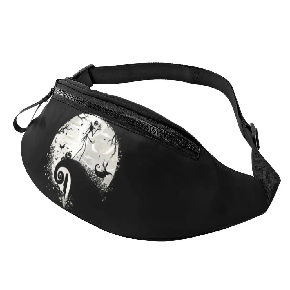 Sac Banane Personnalisé L'Étrange Noël de Monsieur Jack, Sacoche à Bandoulière pour Voyage, Randonnée, Téléphone, Poudres d'Argent