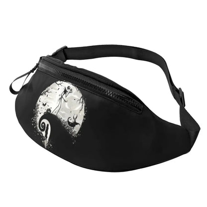 Sac Banane Personnalisé L'Étrange Noël de Monsieur Jack, Sacoche à Bandoulière pour Voyage, Randonnée, Téléphone, Poudres d'Argent