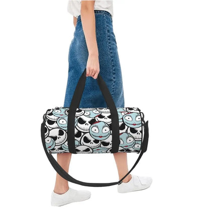 Sac fourre-tout de plage personnalisé Jack Skellington pour femmes, squelette vivant, grand compartiment, sacs de voyage pour salle de sport et plage