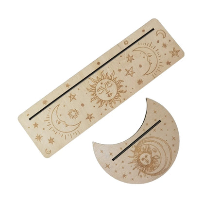 Présentoir de Cartes de Tarot en Bois, Support de Sorcière, Fournitures d'Outils de Décoration, Impression de Lune, Rangement de Cartes, Organiser T1, 2 Pièces/Ensemble