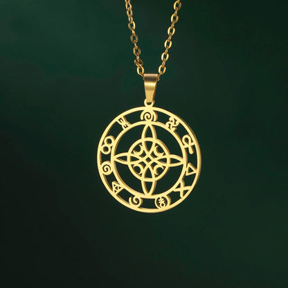 Dawapara-Collier à Nministériels d de Sorcière en Acier Inoxydable pour Femme, Amulette de Protection, Bijoux Wiccan