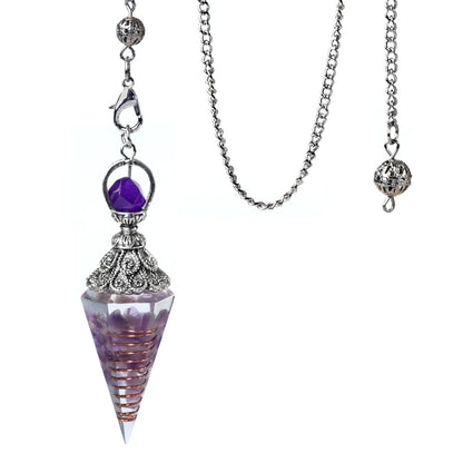 Pendentif pendule esprit pierre naturelle, chaîne en treillis, énergie porte-bonheur, résine Reiki mystérieuse pour la fabrication de bijoux, accessoires colliers