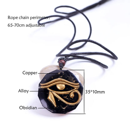 Oeil de Ra Horus Orgonite pendentif obsidienne Reiki Quartz Reiki cristal de guérison collier d'énergie réglable égyptien ancien