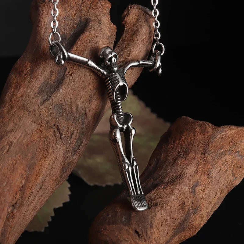 Collier pendentif tête de mort gothique Nina ifixion pour homme, punk vintage, bondage, démon, motard, rock, exorciste, bijoux, cadeau d'Halloween