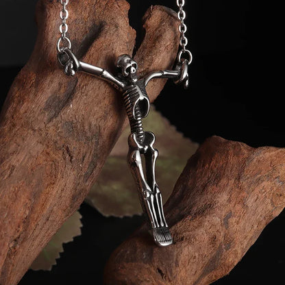 Collier pendentif tête de mort gothique Nina ifixion pour homme, punk vintage, bondage, démon, motard, rock, exorciste, bijoux, cadeau d'Halloween