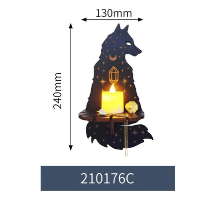 Présentoir Mural en Bois pour Décoration Artisanale Carquée, Support de Chandelle, Décor de Théâtre, Animaux Enracinés, Chat, Rangement en Clip T1