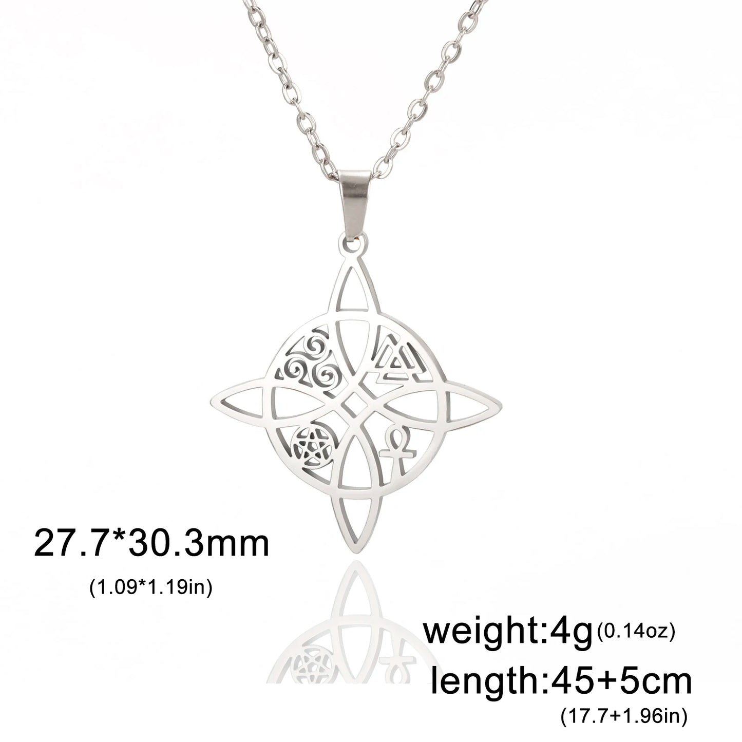 Collier Vintage avec nœud de sorcière pour femmes, pendentif porte-bonheur, amulette de Protection des celtiques irlandais, en acier inoxydable, bijoux Wicca, cadeau