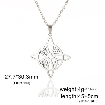 Collier Vintage avec nœud de sorcière pour femmes, pendentif porte-bonheur, amulette de Protection des celtiques irlandais, en acier inoxydable, bijoux Wicca, cadeau
