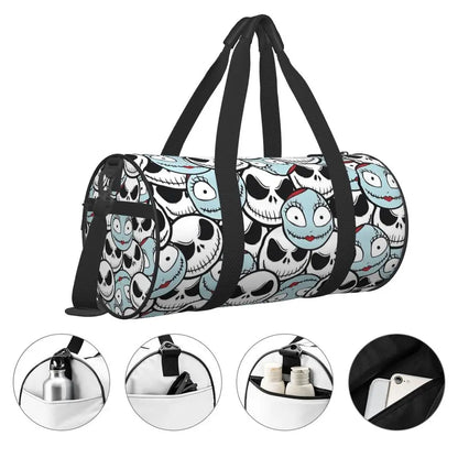 Sac fourre-tout de plage personnalisé Jack Skellington pour femmes, squelette vivant, grand compartiment, sacs de voyage pour salle de sport et plage