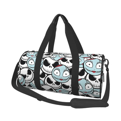 Sac fourre-tout de plage personnalisé Jack Skellington pour femmes, squelette vivant, grand compartiment, sacs de voyage pour salle de sport et plage